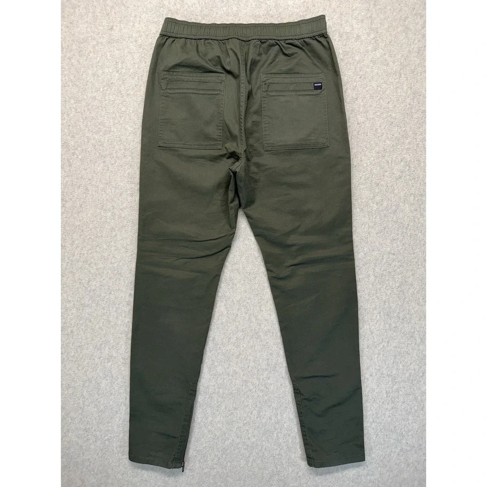 Zanerobe Olive Green‎ Jogger Pants Mens Elastic Waist Zip Cargo Pocket Tapered L